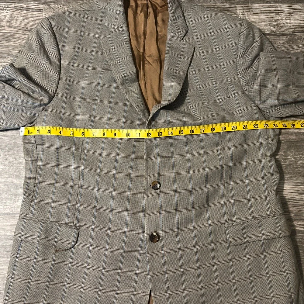 Brooks Brothers Fitzgerald Fit Tan Plaid 100% Wool Blazer Size 48R‎